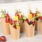 50 Charcuterie Cups with Sticks + 200 Cocktail Picks + 50 Labels, Disposable French Fry Holder with Bamboo Skewers Toothpicks, 12 oz Brown Kraft Paper Appetizer Cups Charcuterie Boards Accessories